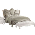 ACME Versailles Ivory Fabric & Bone White Queen Bed Model 21130Q