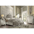 ACME Versailles Vintage Gray Synthetic Leather & Bone White Queen Bed Model 21150Q
