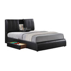 ACME Kofi Black Synthetic Leather Eastern King Bed with Storage Model 21266EK