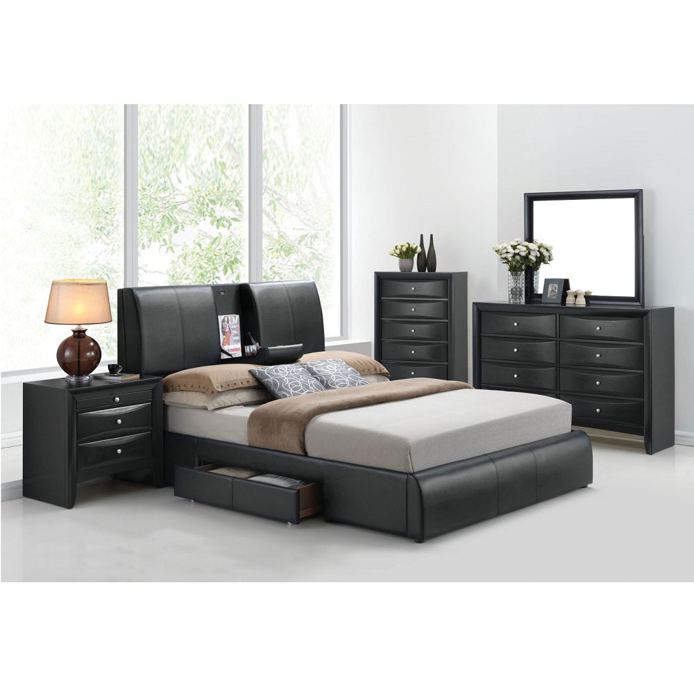ACME Kofi Black Synthetic Leather Eastern King Bed with Storage Model 21266EK