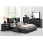 ACME Kofi Black Synthetic Leather Eastern King Bed with Storage Model 21266EK