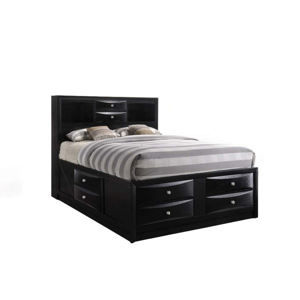 ACME Ireland Black Eastern King Bed with Storage Model 21606EK