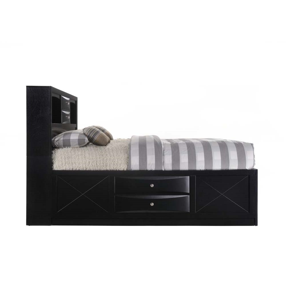ACME Ireland Black Eastern King Bed with Storage Model 21606EK