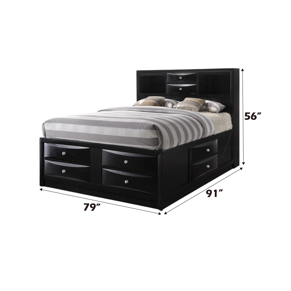 ACME Ireland Black Eastern King Bed with Storage Model 21606EK