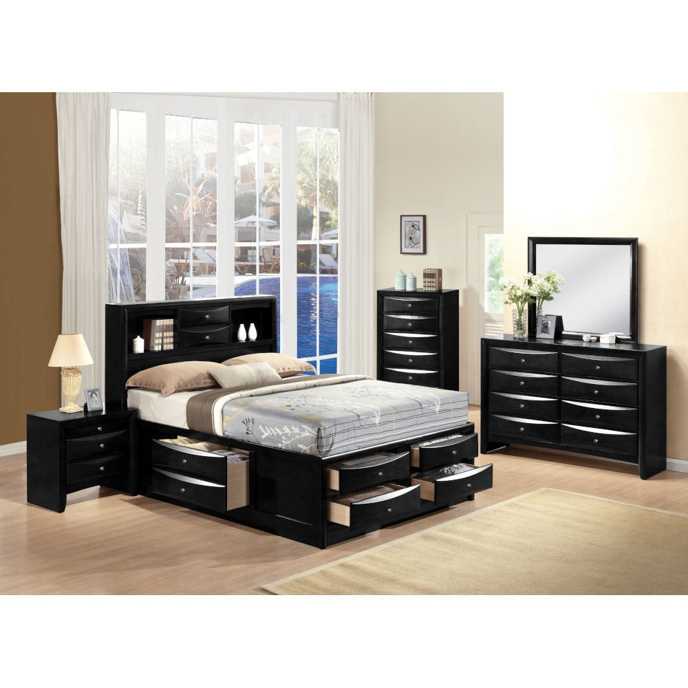 ACME Ireland Black Eastern King Bed with Storage Model 21606EK