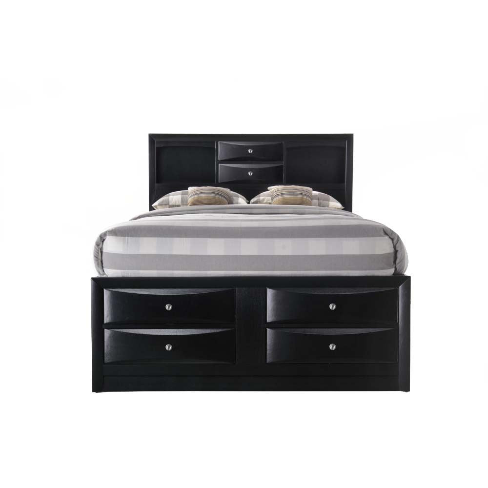 ACME Ireland Black Queen Bed with Storage Model 21610Q