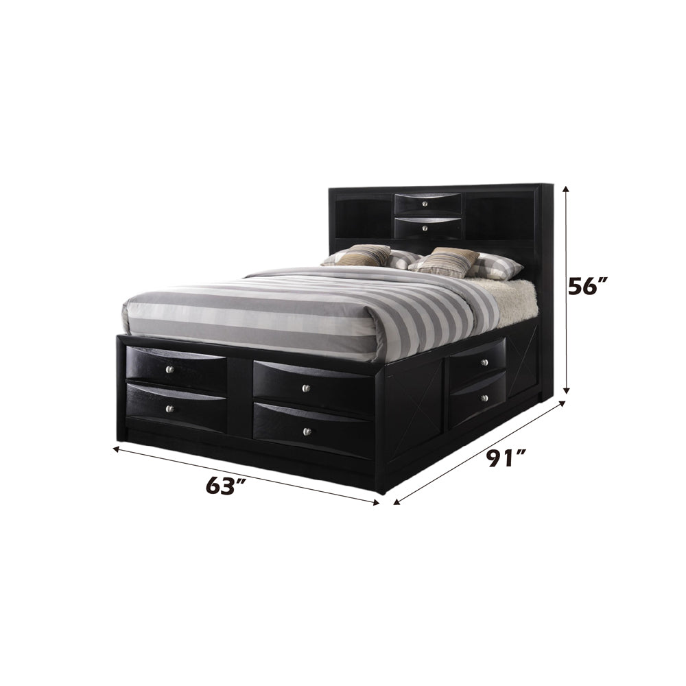 ACME Ireland Black Queen Bed with Storage Model 21610Q