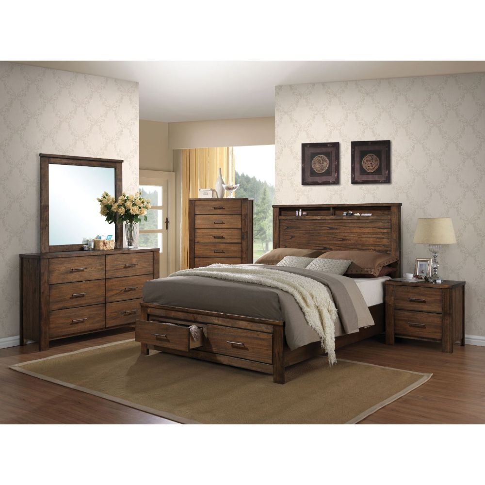 ACME Merrilee Oak Queen Bed with Storage Model 21680Q