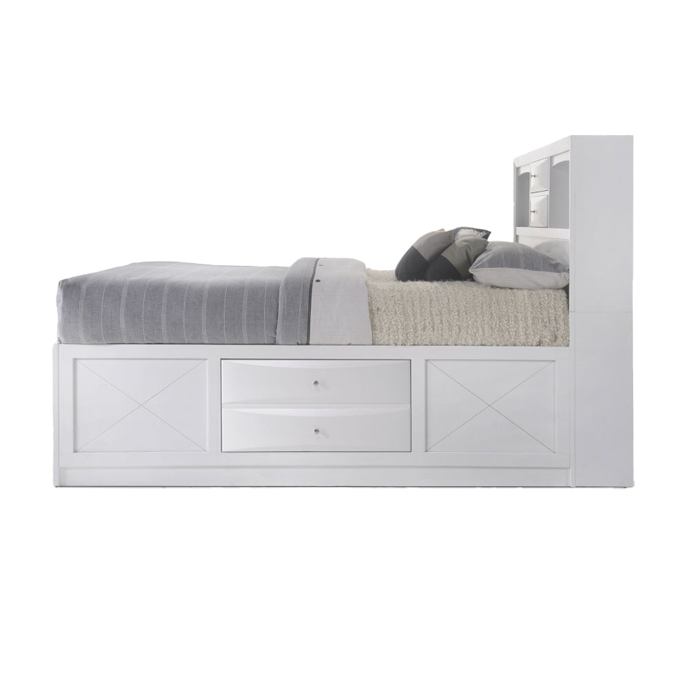 ACME Ireland White Eastern King Bed with Storage Model 21696EK