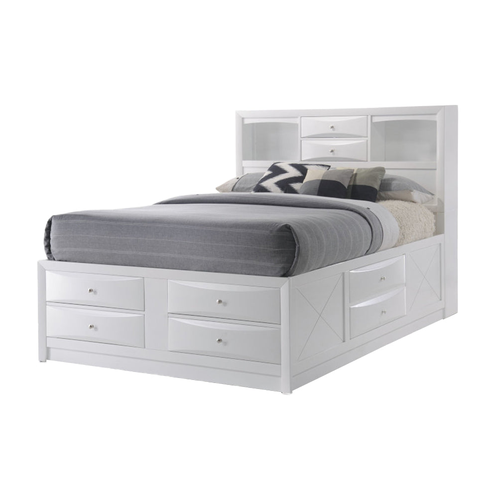 ACME Ireland White Eastern King Bed with Storage Model 21696EK