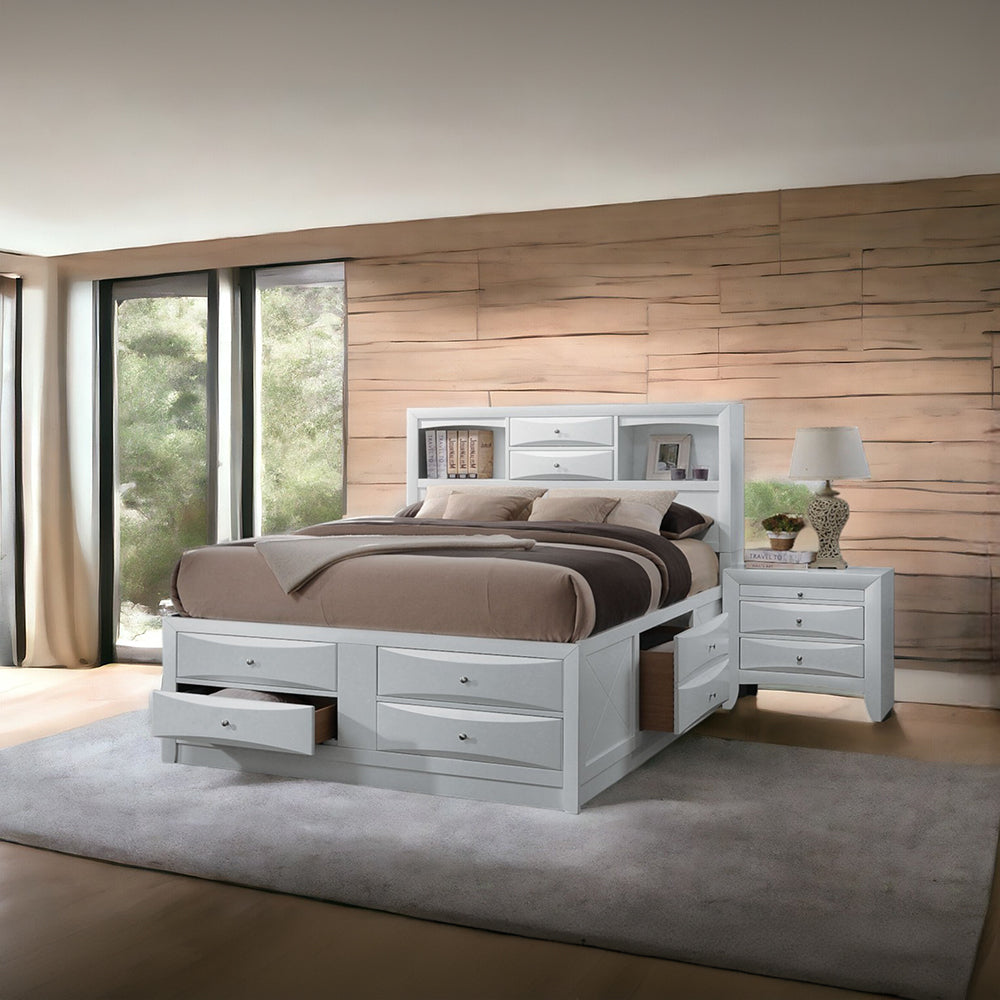 ACME Ireland White Eastern King Bed with Storage Model 21696EK