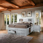 ACME Ireland White Eastern King Bed with Storage Model 21696EK