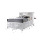 ACME Ireland White Eastern King Bed with Storage Model 21696EK