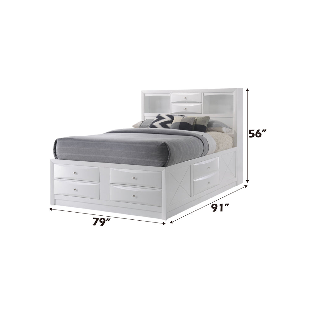 ACME Ireland White Eastern King Bed with Storage Model 21696EK