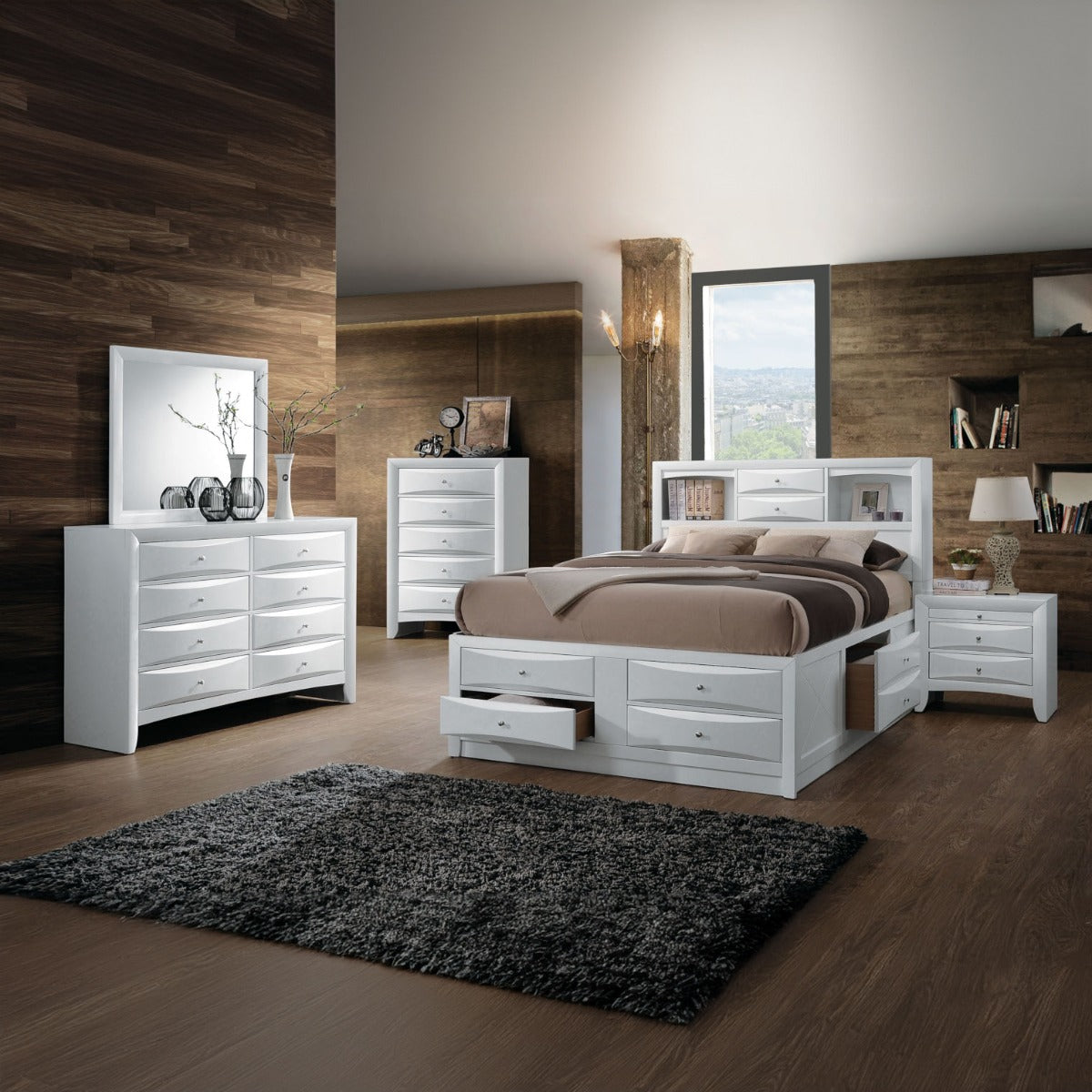 ACME Ireland White Queen Bed with Storage Model 21700Q