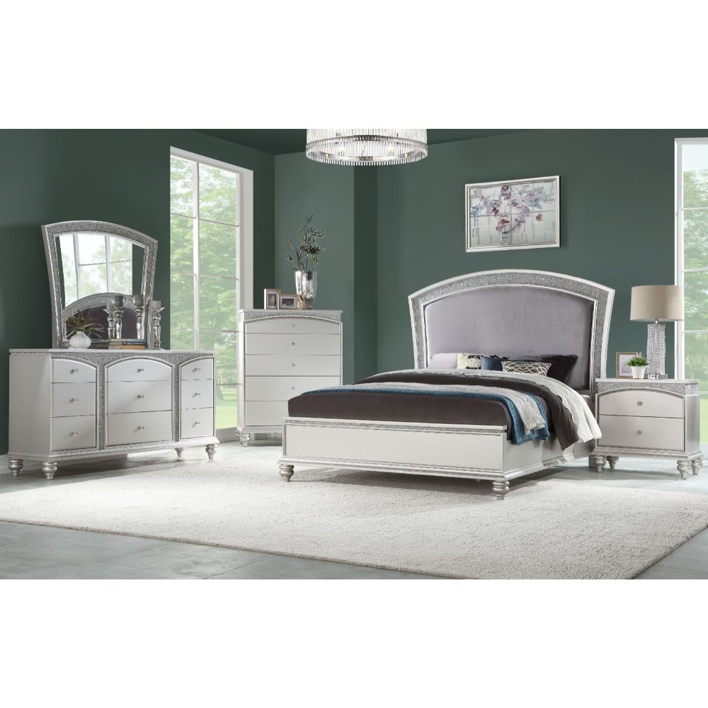 ACME Maverick Fabric & Platinum Queen Bed Model 21800Q