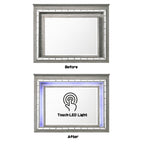 ACME Antares Light Gray Oak Mirror with LED Model 21824