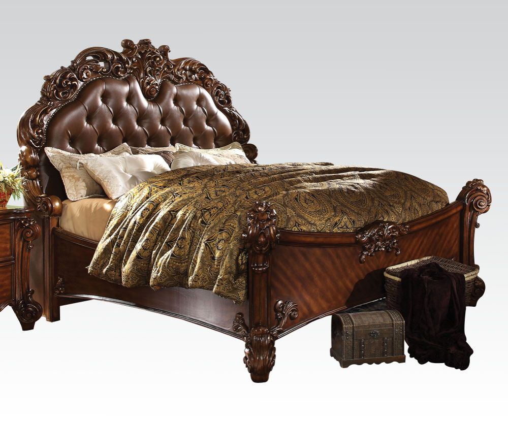 ACME Vendome Synthetic Leather & Cherry Queen Bed Model 22000Q