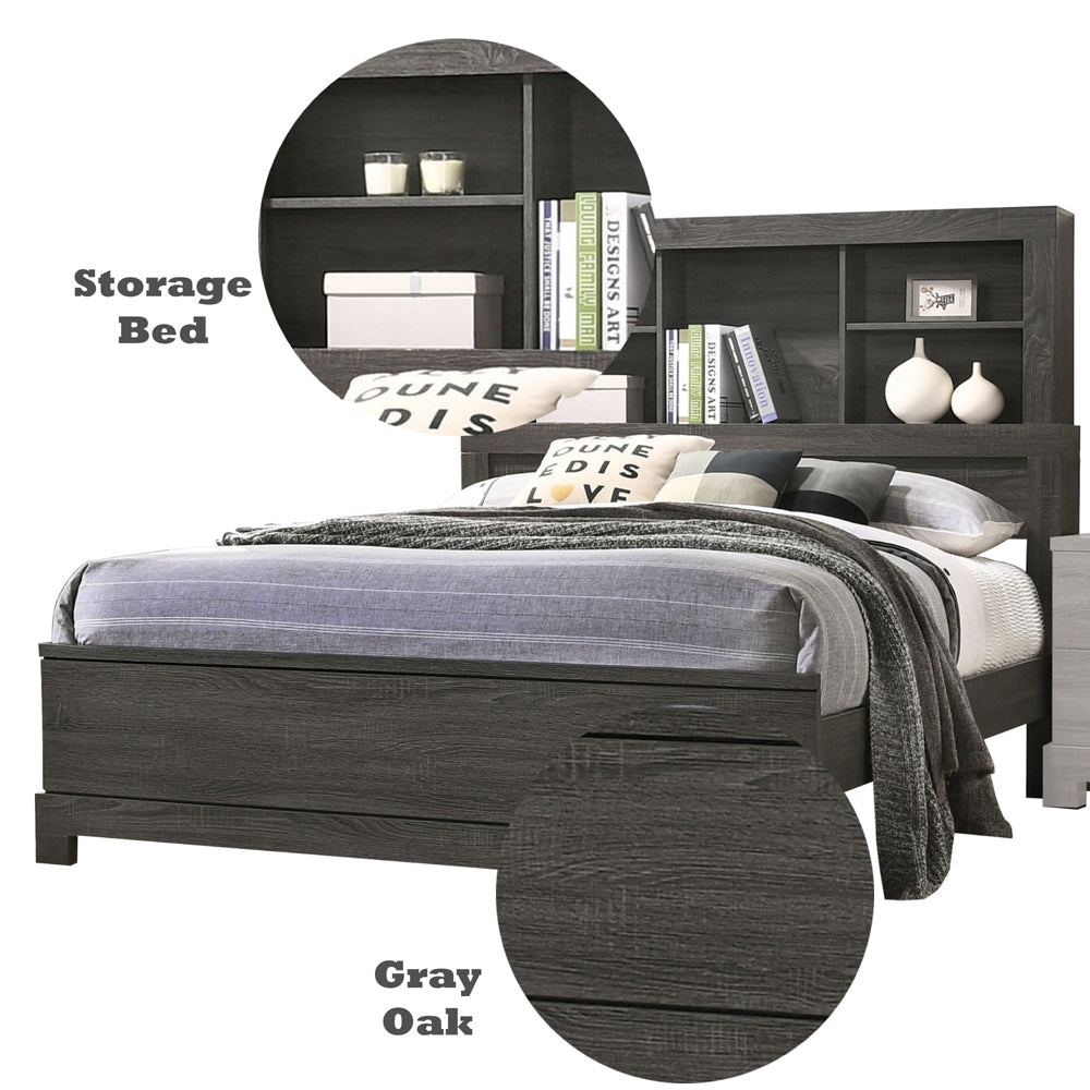 ACME Lantha Gray Oak Queen Bed Model 22030Q
