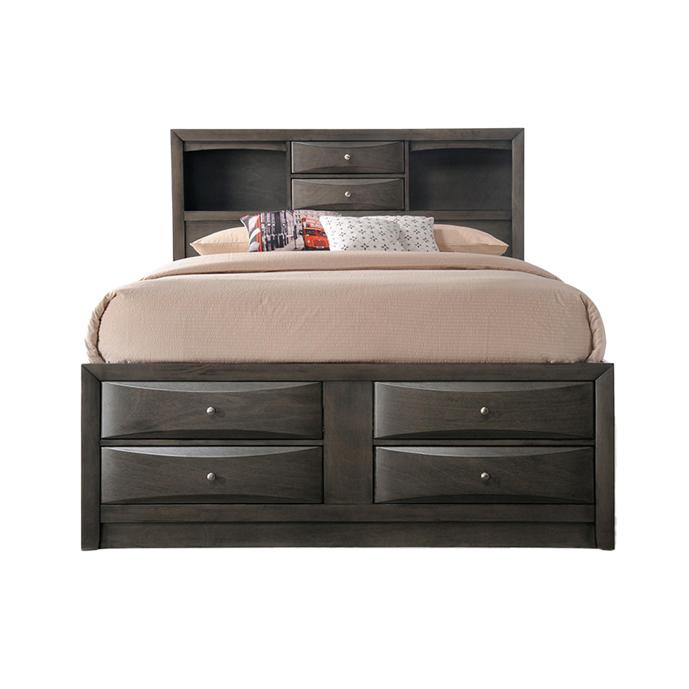 ACME Ireland Gray Oak Eastern King Bed with Storage Model 22696EK