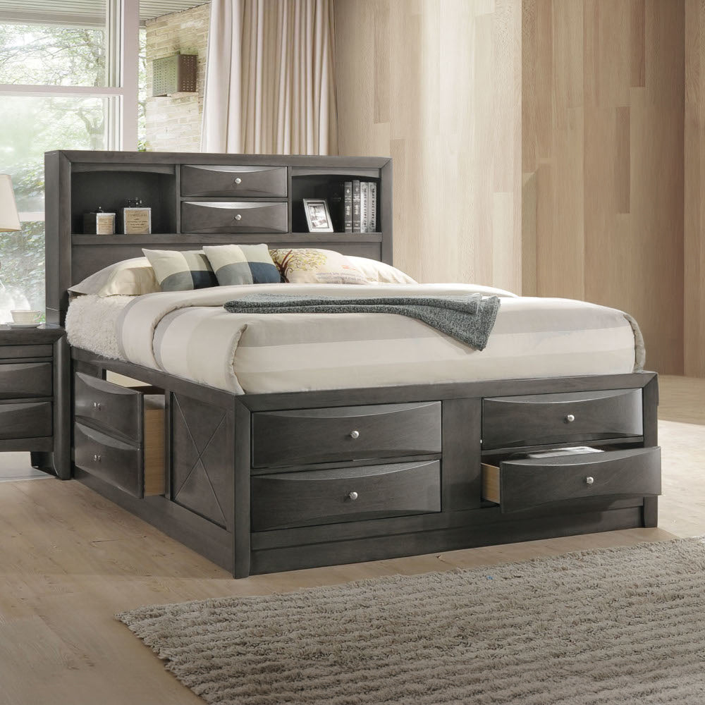ACME Ireland Gray Oak Eastern King Bed with Storage Model 22696EK
