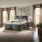 ACME Ireland Gray Oak Eastern King Bed with Storage Model 22696EK