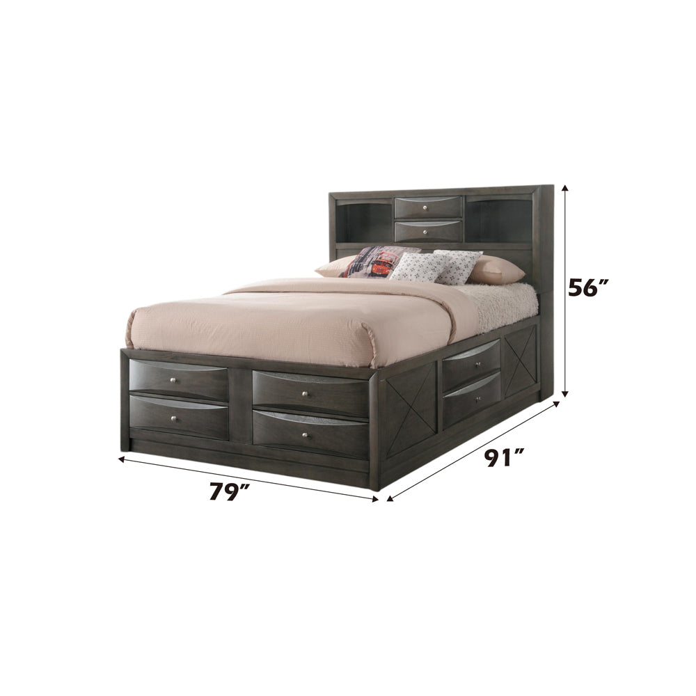 ACME Ireland Gray Oak Eastern King Bed with Storage Model 22696EK