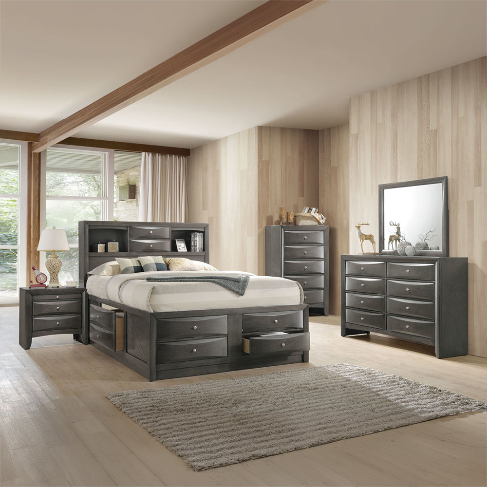 ACME Ireland Gray Oak Eastern King Bed with Storage Model 22696EK