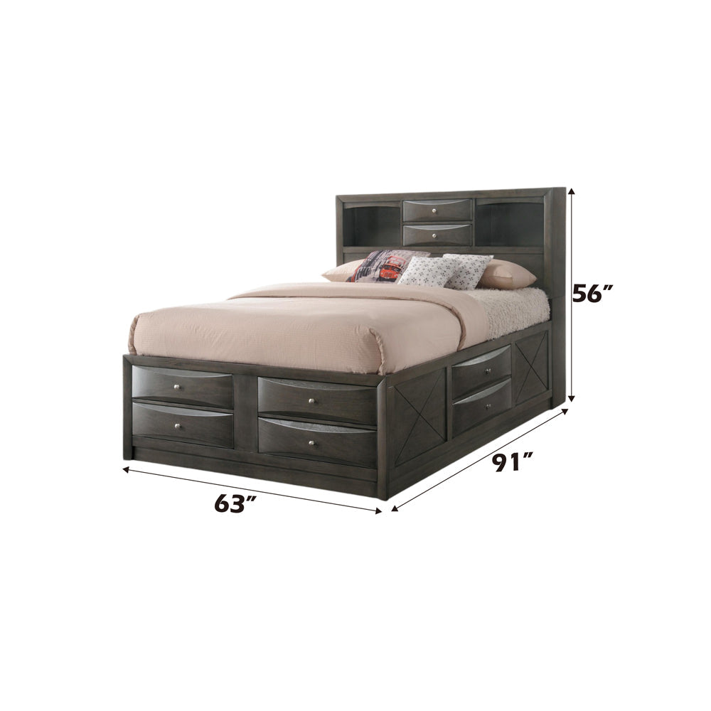 ACME Ireland Gray Oak Queen Bed with Storage Model 22700Q