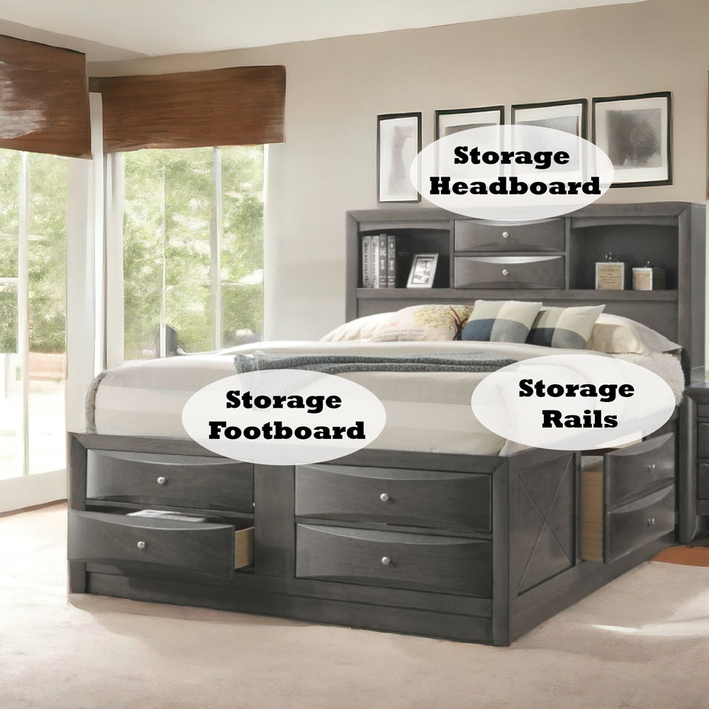 ACME Ireland Gray Oak Queen Bed with Storage Model 22700Q