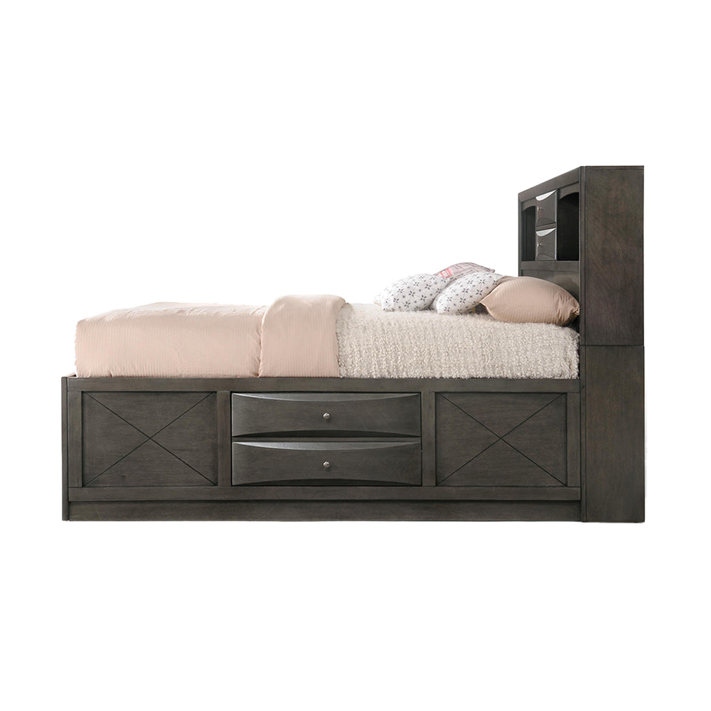 ACME Ireland Gray Oak Full Bed with Storage Model 22710F