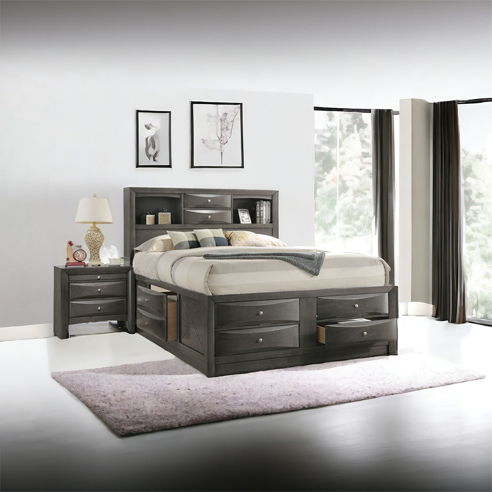 ACME Ireland Gray Oak Full Bed with Storage Model 22710F
