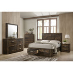 ACME Elettra Rustic Walnut Queen Bed with Storage Model 24200Q
