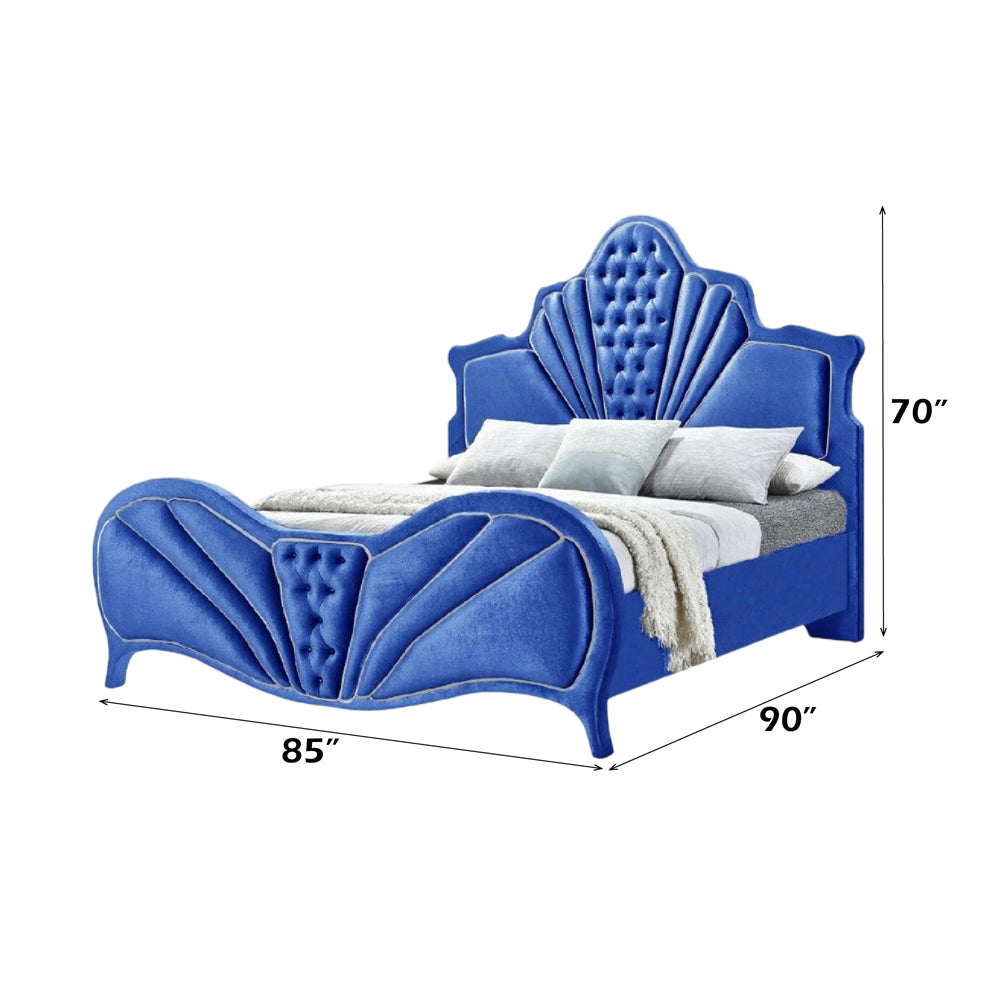 ACME Dante Blue Velvet Eastern King Bed Model 24217EK