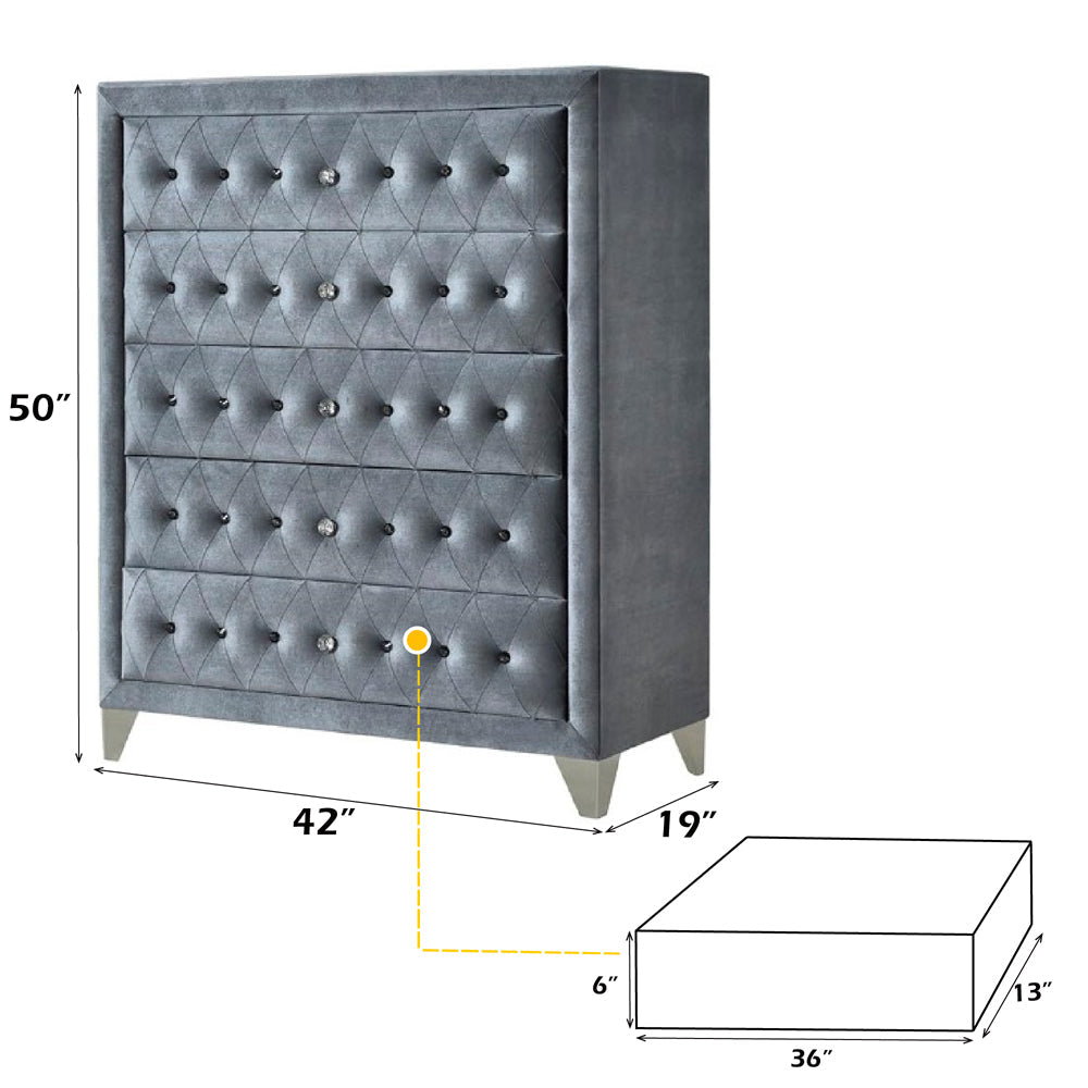 ACME Dante Gray Velvet Chest Model 24236