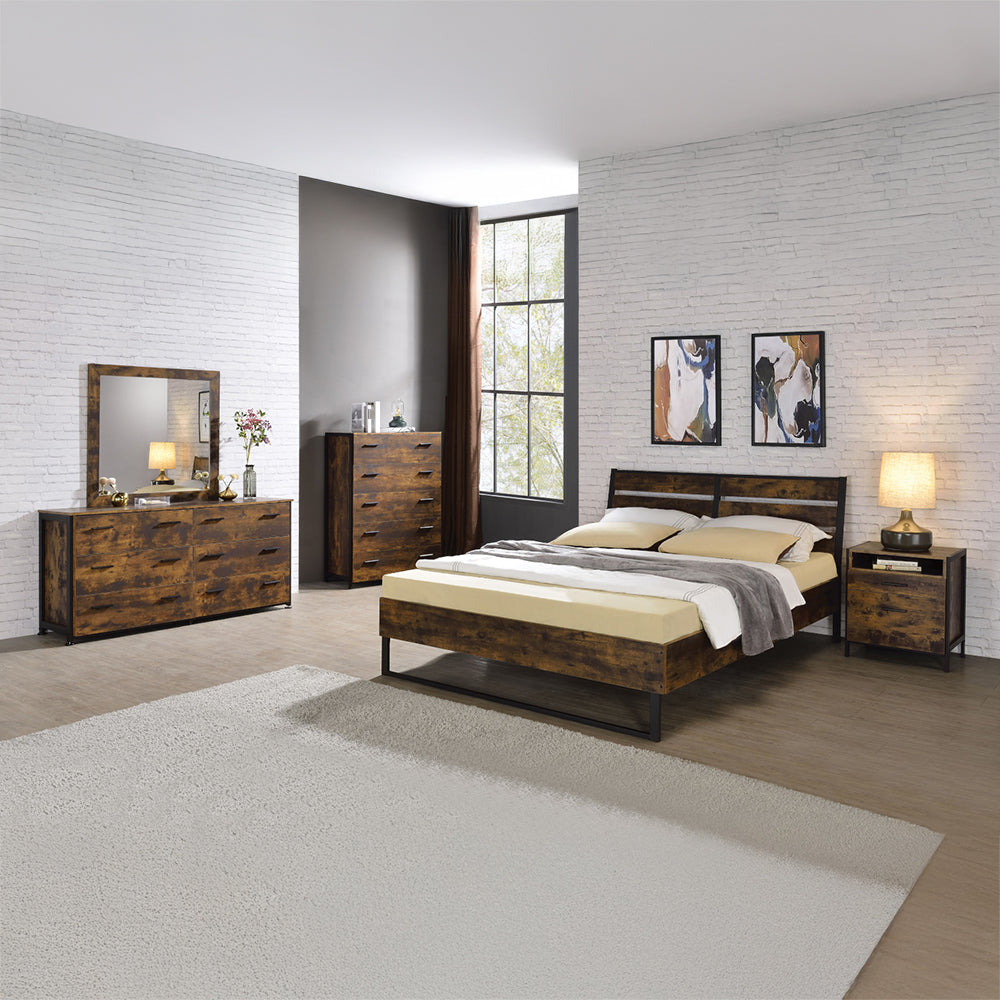 ACME Juvanth Rustic Oak & Black Eastern King Bed Model 24247EK