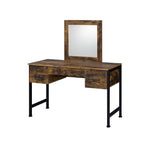 ACME Juvanth Rustic Oak & Black Vanity Desk & Mirror Model 24267
