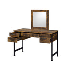 ACME Juvanth Rustic Oak & Black Vanity Desk & Mirror Model 24267