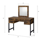 ACME Juvanth Rustic Oak & Black Vanity Desk & Mirror Model 24267