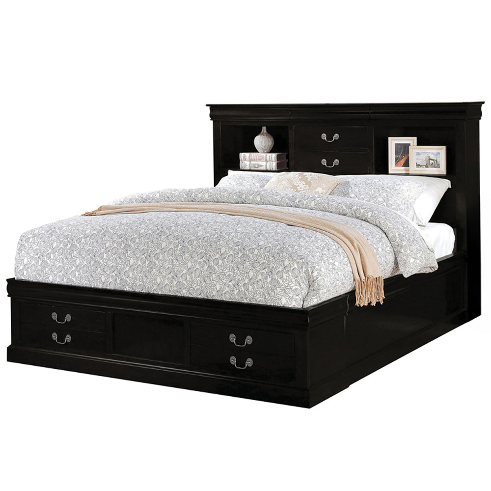 ACME Louis Philippe III Black Eastern King Bed with Storage Model 24387EK