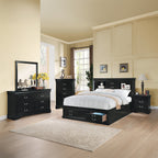 ACME Louis Philippe III Black Eastern King Bed with Storage Model 24387EK