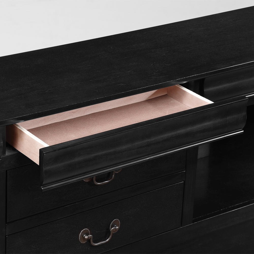 ACME Louis Philippe III Black Queen Bed with Storage Model 24390Q