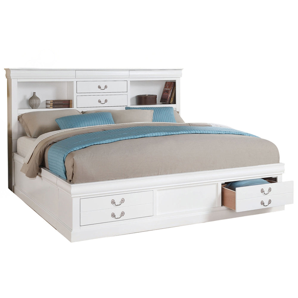 ACME Louis Philippe III White Queen Bed with Storage Model 24490Q