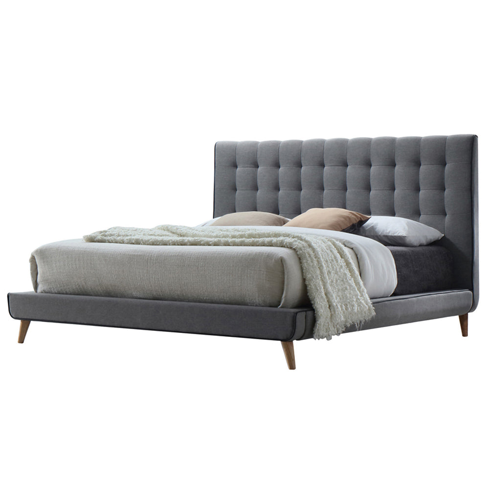 ACME Valda Light Gray Fabric Queen Bed Model 24520Q
