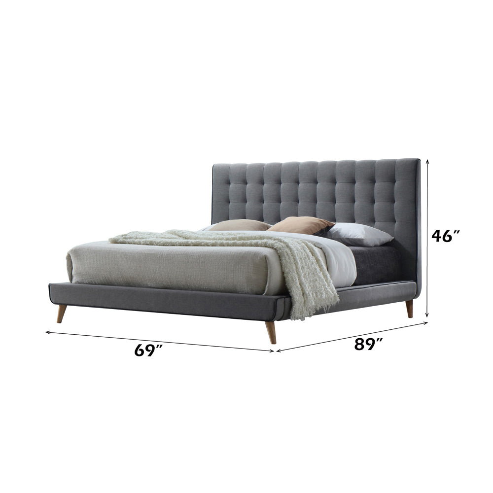 ACME Valda Light Gray Fabric Queen Bed Model 24520Q