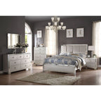 ACME Voeville II Platinum Synthetic Leather & Platinum Eastern King Bed Model 24827EK