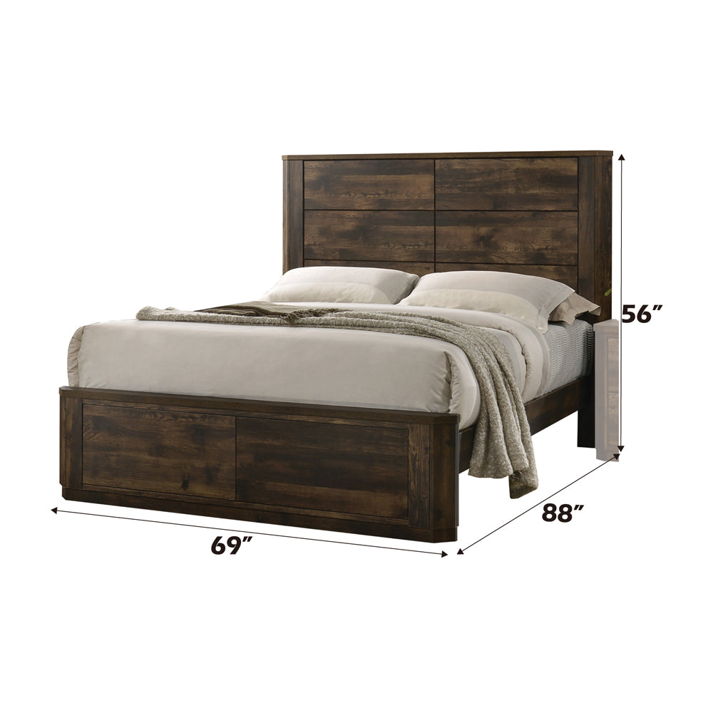 ACME Elettra Rustic Walnut Queen Bed Model 24850Q