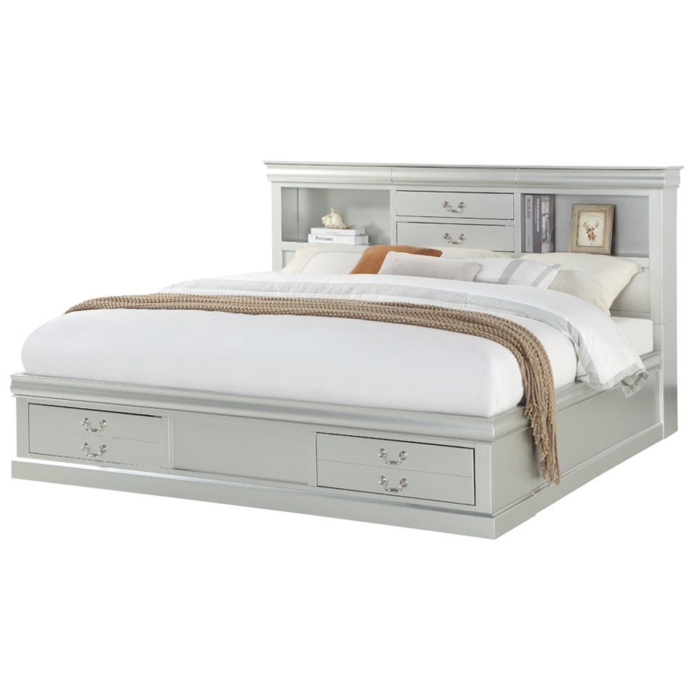 ACME Louis Philippe III Platinum Queen Bed with Storage Model 24920Q