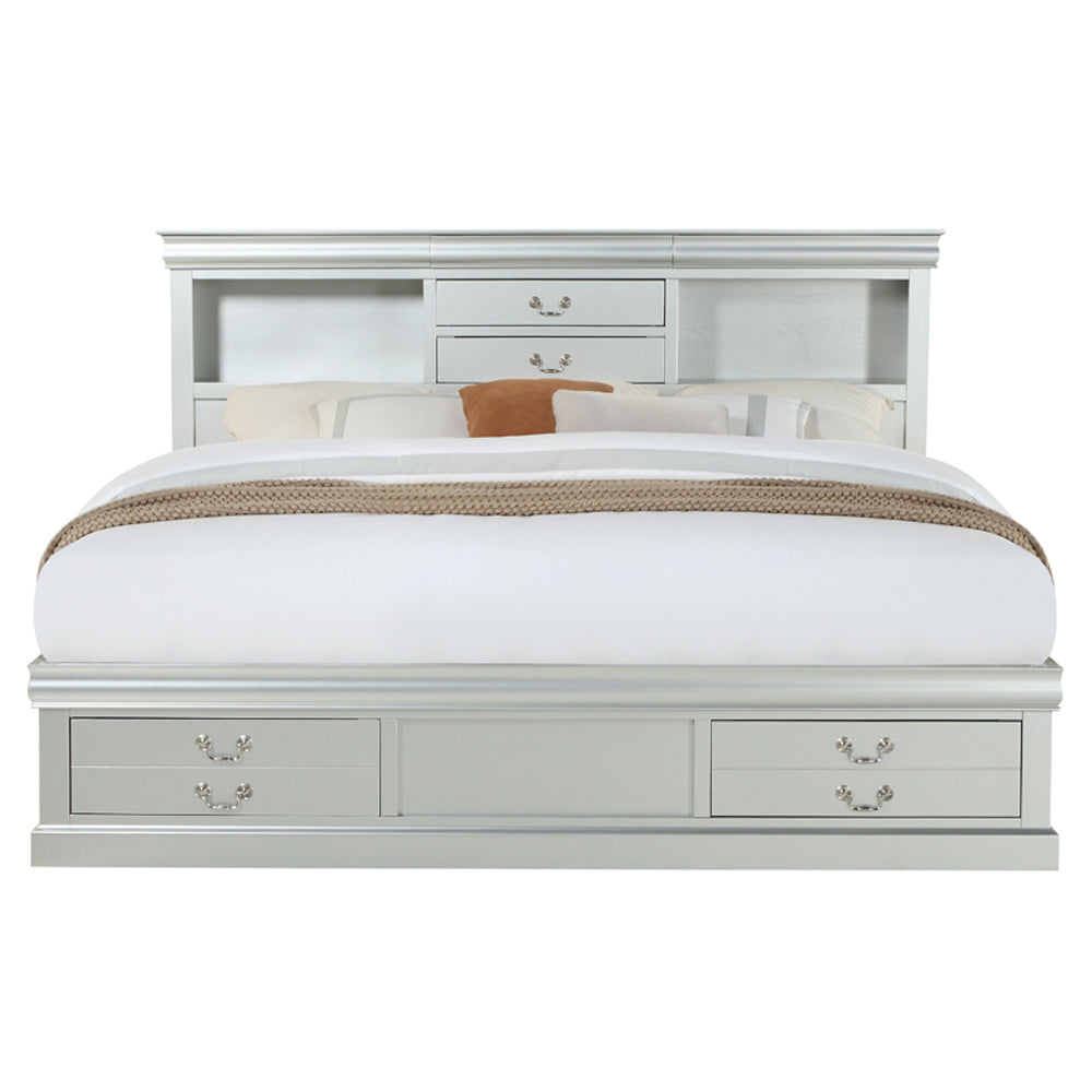 ACME Louis Philippe III Platinum Queen Bed with Storage Model 24920Q