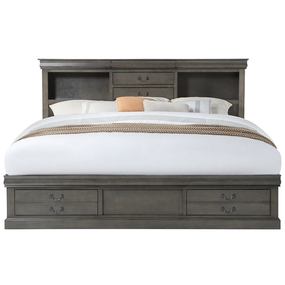 ACME Louis Philippe III Dark Gray Queen Bed with Storage Model 24930Q